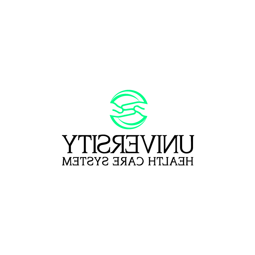Unvirsity Health Care System logo composed of two blue-green hands with the fingers overlapping inside a blue-green outline circle above the word University in large black font. The words Health Care System are below the word University in smaller black font.